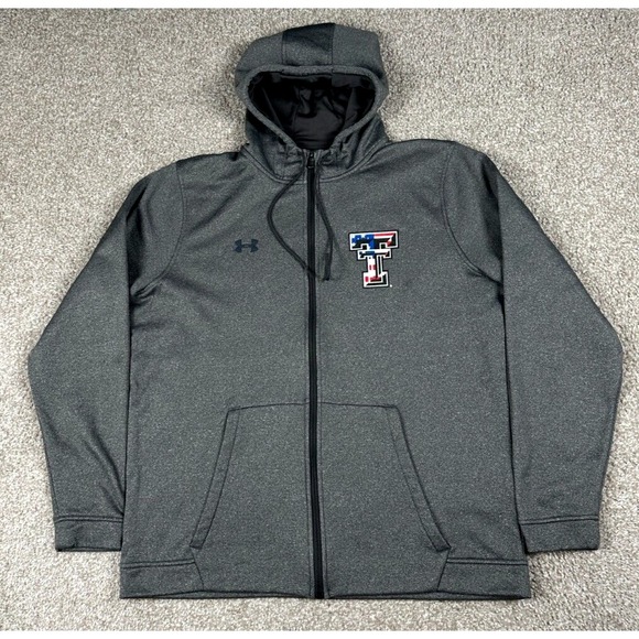 Texas Tech Red Raider Jacket Mens 2Xl Gray Under Armour Cold Grear Full Zip Hood - Picture 1 of 11